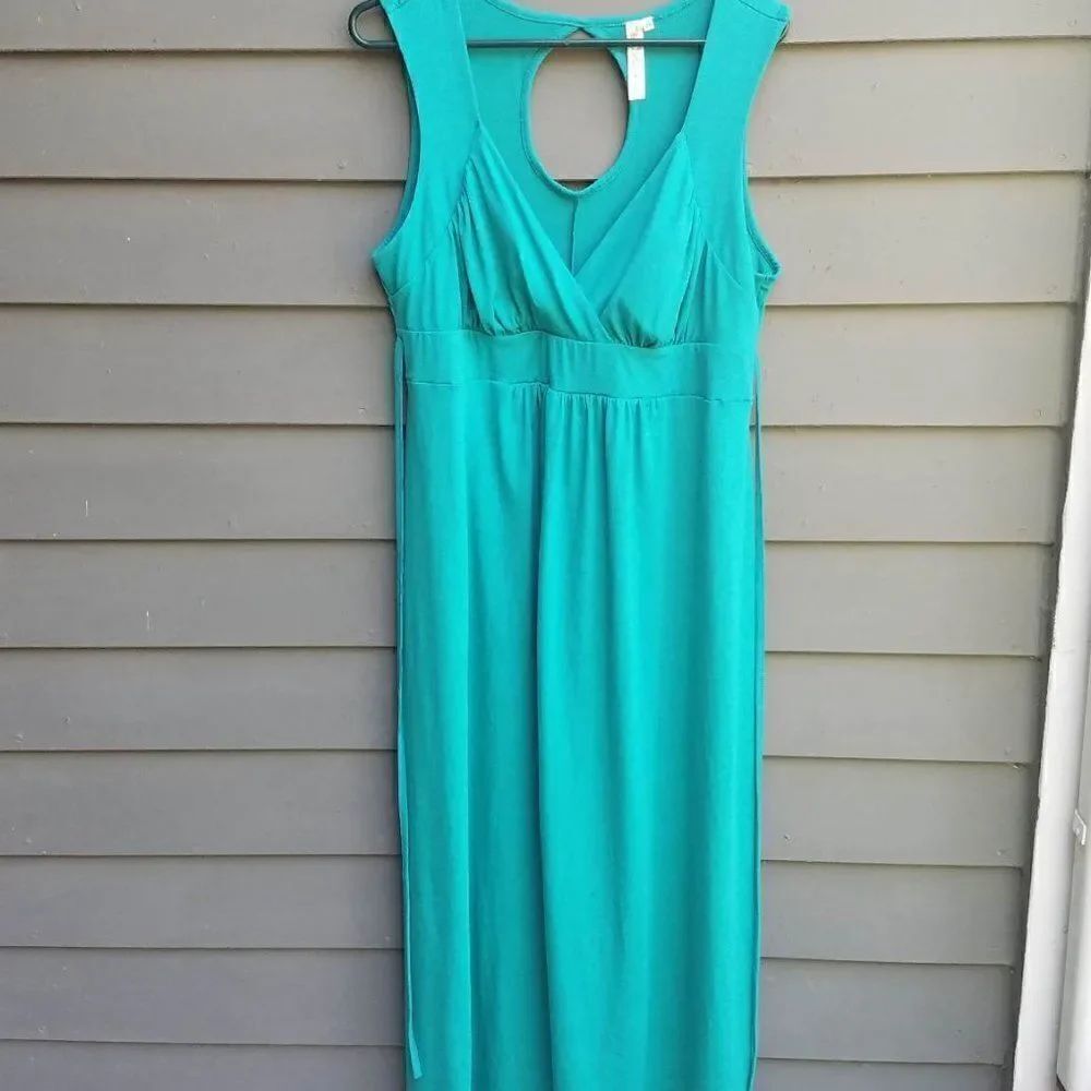 Feathers Teal Knit Empire Waist Maxi Dress size 2X